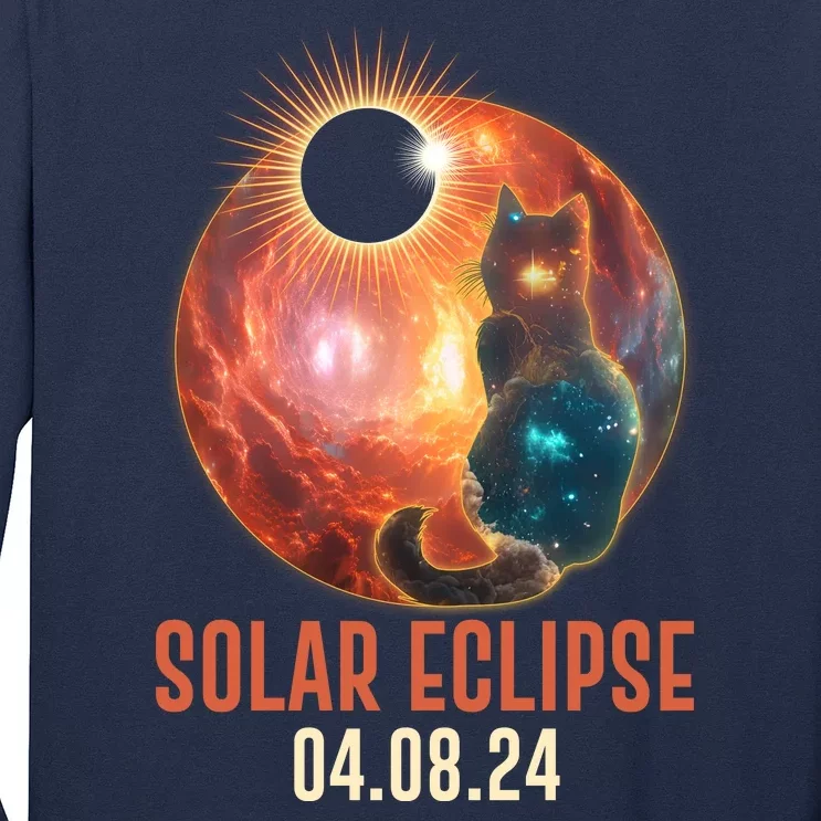 Total Solar Eclipse Galaxy Space Cat Long Sleeve Shirt