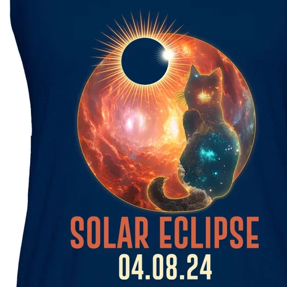 Total Solar Eclipse Galaxy Space Cat Ladies Essential Flowy Tank