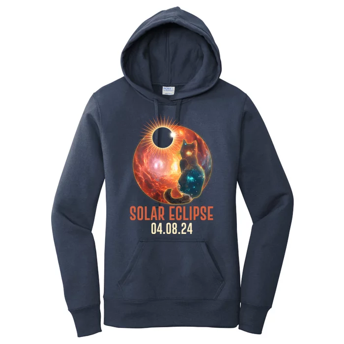 Total Solar Eclipse Galaxy Space Cat Women's Pullover Hoodie