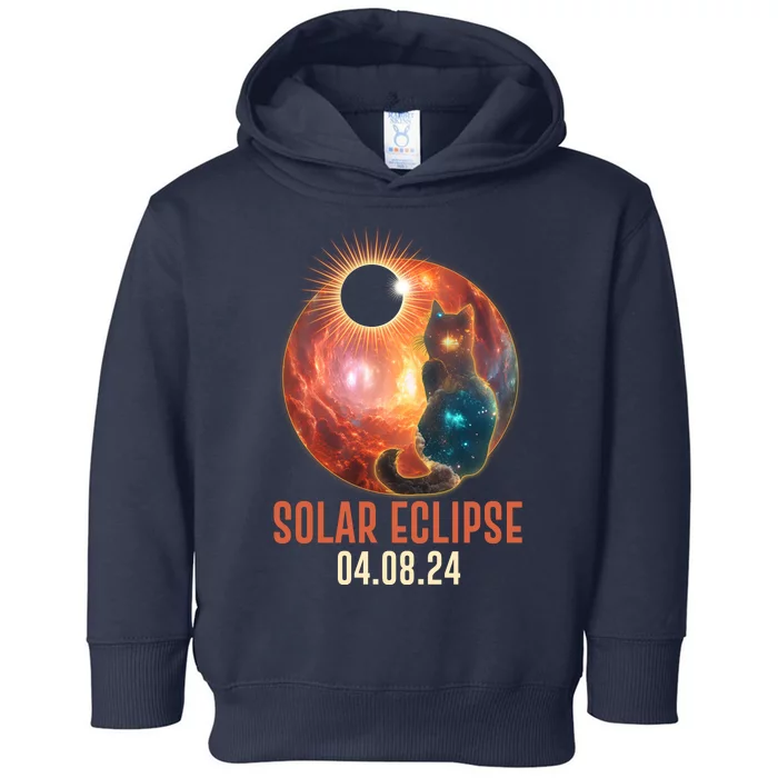 Total Solar Eclipse Galaxy Space Cat Toddler Hoodie