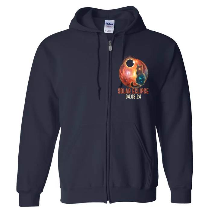 Total Solar Eclipse Galaxy Space Cat Full Zip Hoodie