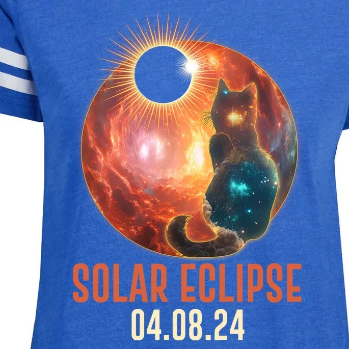 Total Solar Eclipse Galaxy Space Cat Enza Ladies Jersey Football T-Shirt