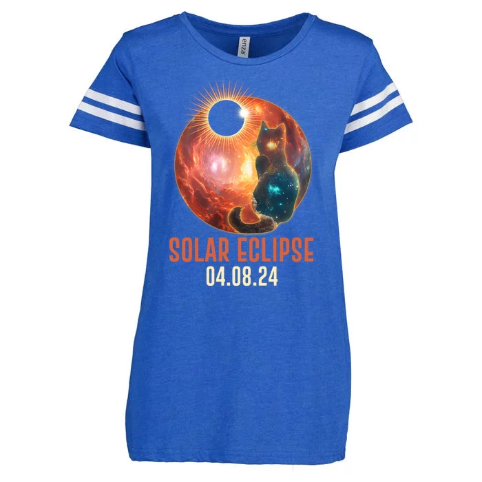 Total Solar Eclipse Galaxy Space Cat Enza Ladies Jersey Football T-Shirt