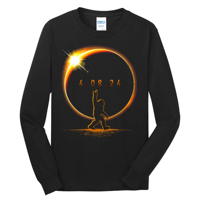 Total Solar Eclipse April 8 2024 Bigfoot Tall Long Sleeve T-Shirt