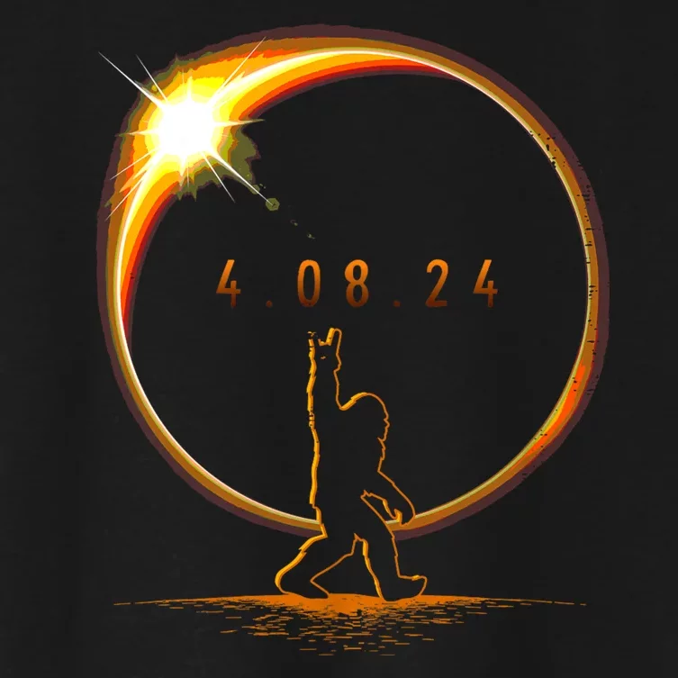 Total Solar Eclipse April 8 2024 Bigfoot Women's Crop Top Tee