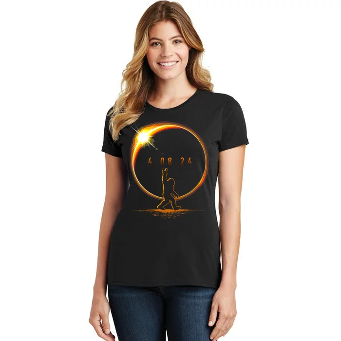 Total Solar Eclipse April 8 2024 Bigfoot Women's T-Shirt