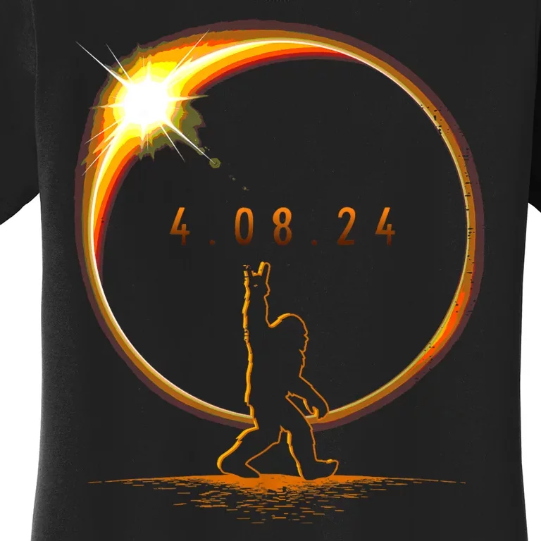 Total Solar Eclipse April 8 2024 Bigfoot Women's T-Shirt