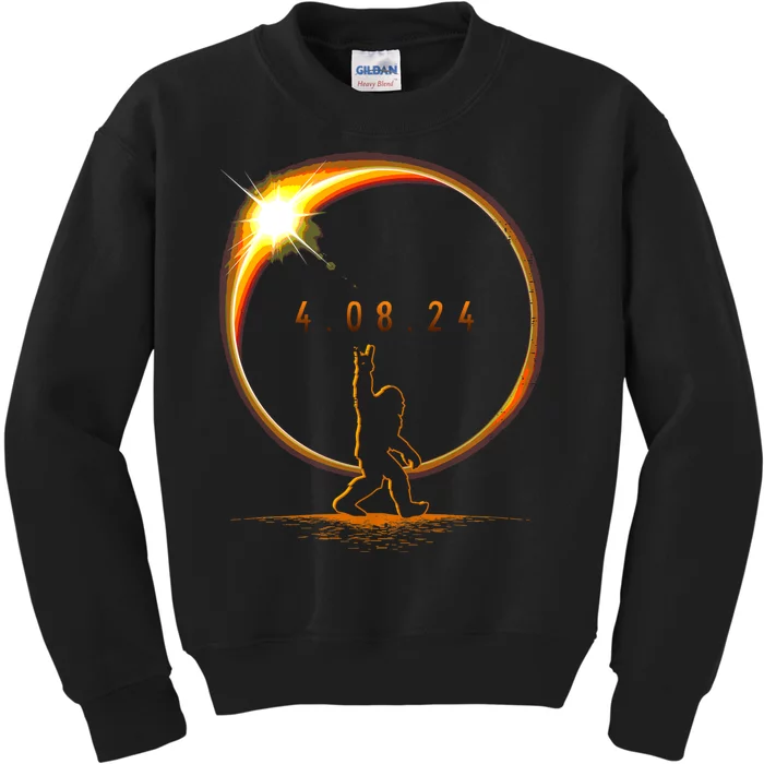 Total Solar Eclipse April 8 2024 Bigfoot Kids Sweatshirt