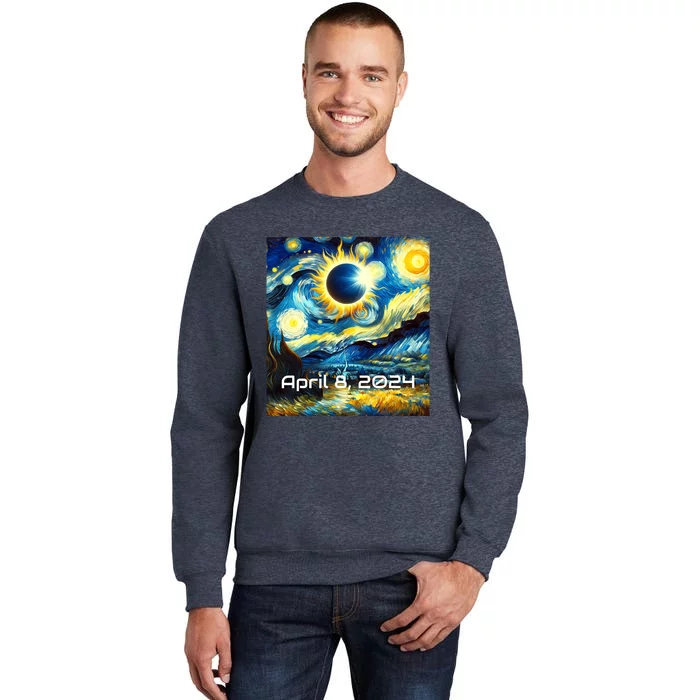 Total Solar Eclipse 2024 Starry Night Painting Van Gogh Sweatshirt