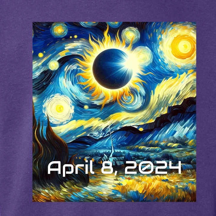 Total Solar Eclipse 2024 Starry Night Painting Van Gogh Toddler Hoodie