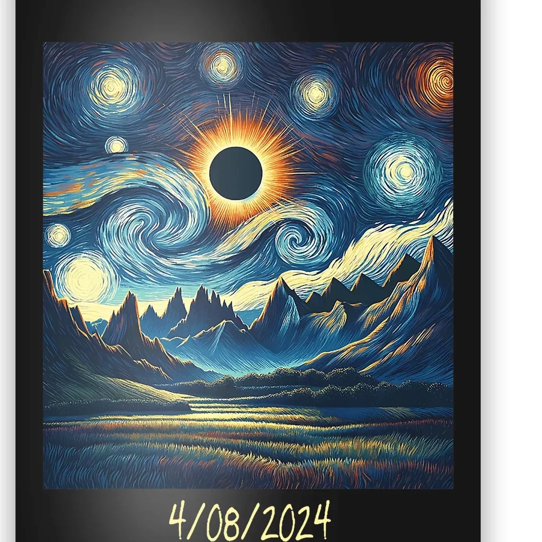 Total Solar Eclipse Van 2024 Gogh April 8 Night Starry 2024 Poster