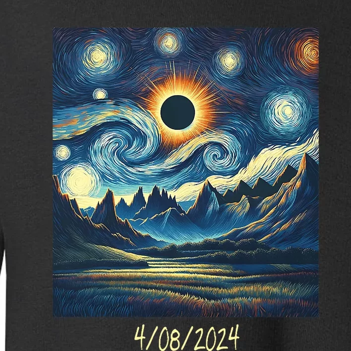 Total Solar Eclipse Van 2024 Gogh April 8 Night Starry 2024 Toddler Sweatshirt