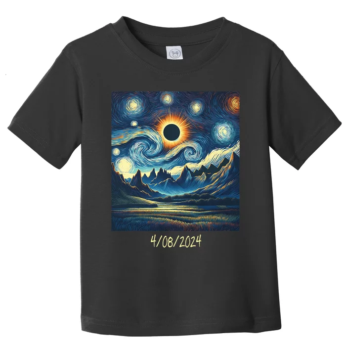 Total Solar Eclipse Van 2024 Gogh April 8 Night Starry 2024 Toddler T-Shirt