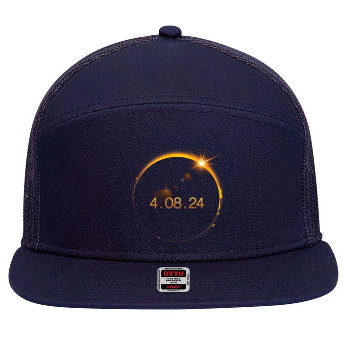 Total Solar Eclipse April 8 2024 7 Panel Mesh Trucker Snapback Hat