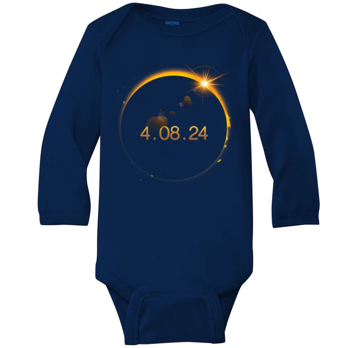 Total Solar Eclipse April 8 2024 Baby Long Sleeve Bodysuit