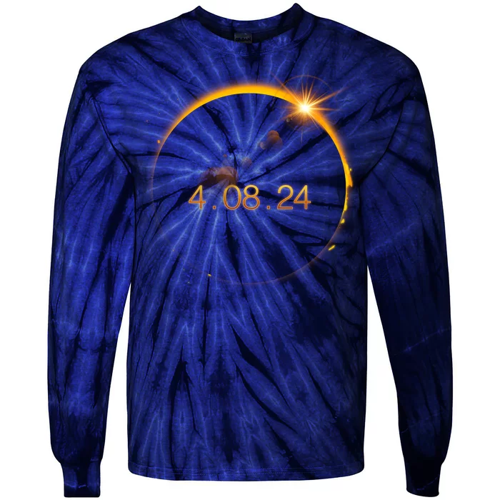 Total Solar Eclipse April 8 2024 Tie-Dye Long Sleeve Shirt