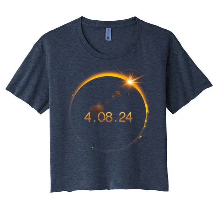 Total Solar Eclipse April 8 2024 Women's Crop Top Tee