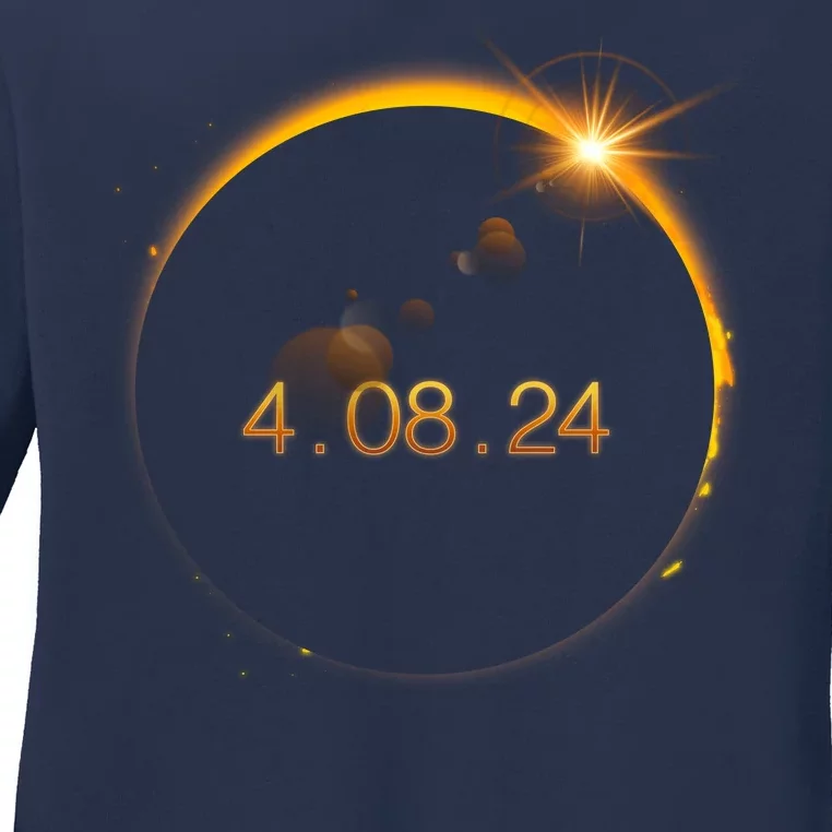 Total Solar Eclipse April 8 2024 Ladies Long Sleeve Shirt