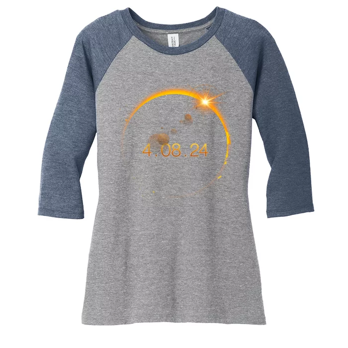 Total Solar Eclipse April 8 2024 Women's Tri-Blend 3/4-Sleeve Raglan Shirt