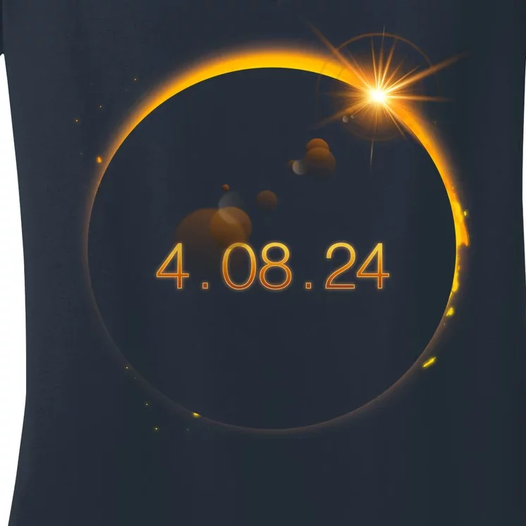 Total Solar Eclipse April 8 2024 Women's V-Neck T-Shirt