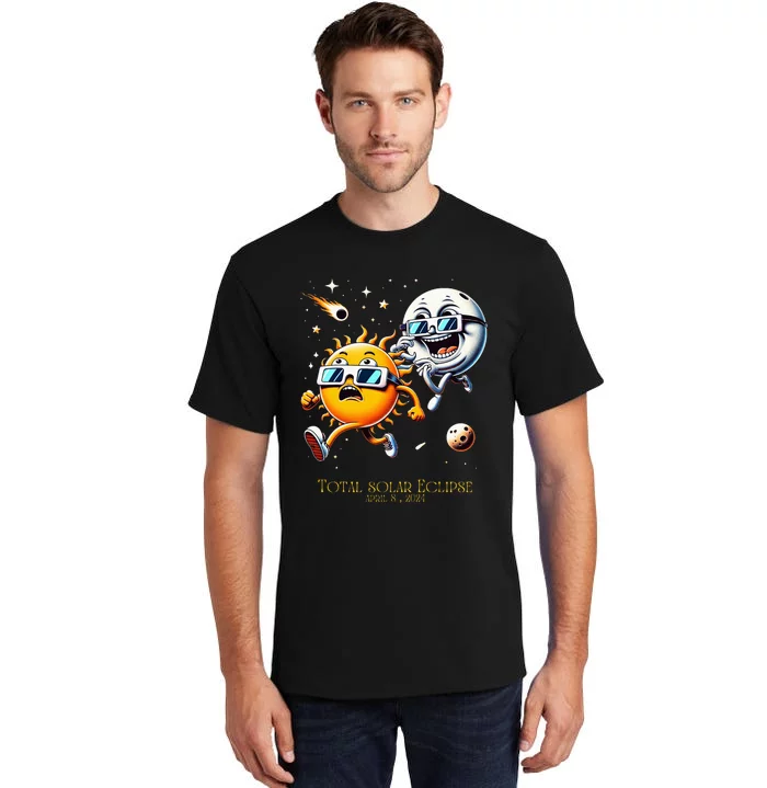 Total solar Eclipse 842024 Sun Flees Moon Eclipse Chase Tall T-Shirt