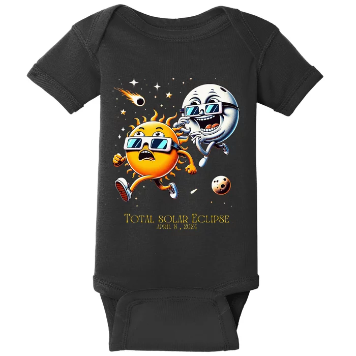 Total solar Eclipse 842024 Sun Flees Moon Eclipse Chase Baby Bodysuit