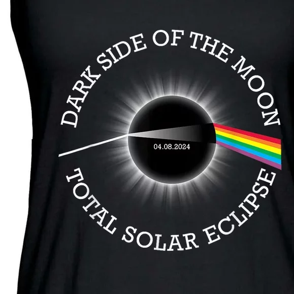 Total Solar Eclipse 04 08 24 Rainbow Totality Dark Side Moon Ladies Essential Flowy Tank