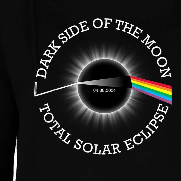 Total Solar Eclipse 04 08 24 Rainbow Totality Dark Side Moon Womens Funnel Neck Pullover Hood