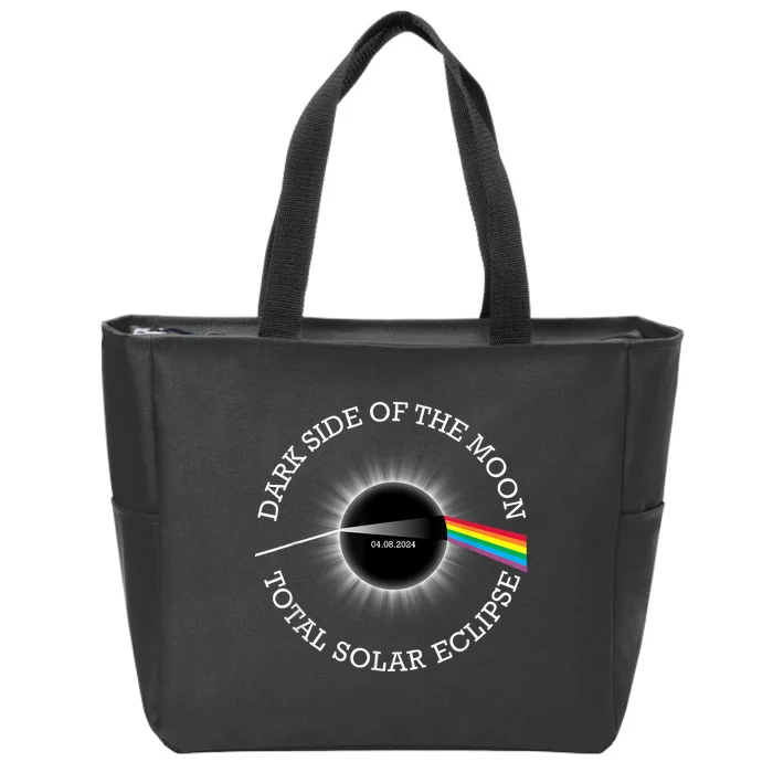 Total Solar Eclipse 04 08 24 Rainbow Totality Dark Side Moon Zip Tote Bag