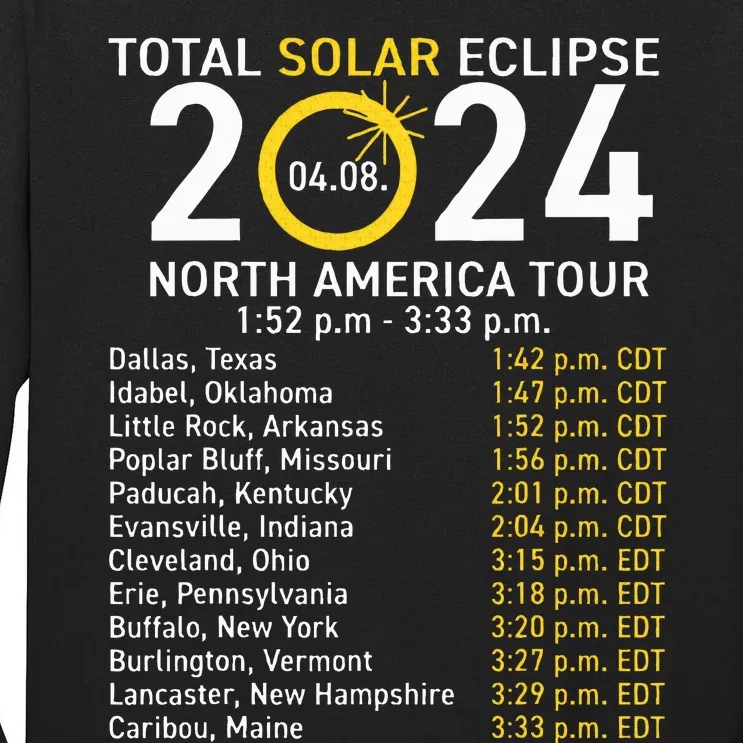 Total Solar Eclipse April 8 2024 Path Of The Eclipse Tall Long Sleeve T-Shirt