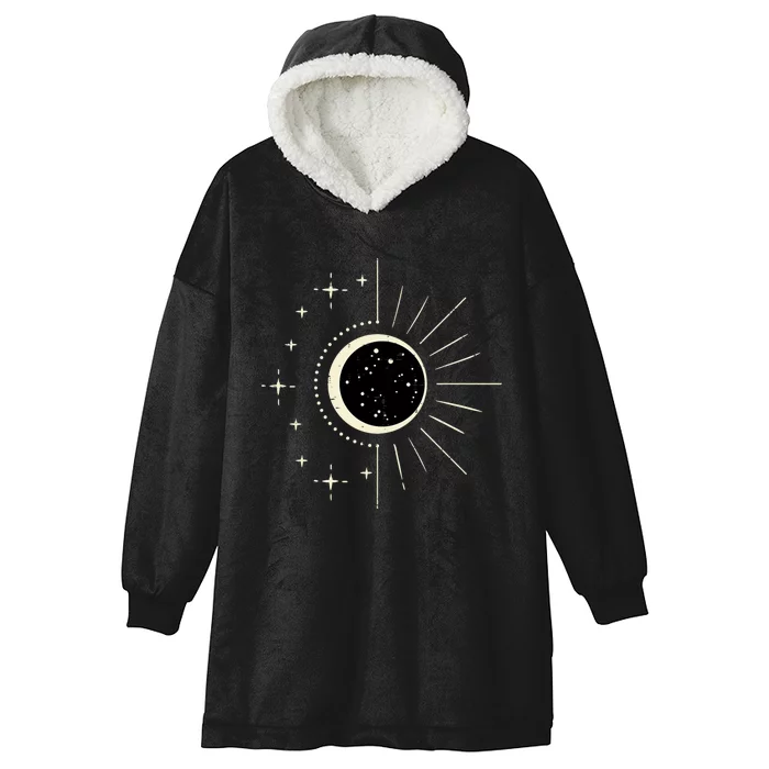 Total Solar Eclipse Moon Sun Stars April 8 2024 Hooded Wearable Blanket