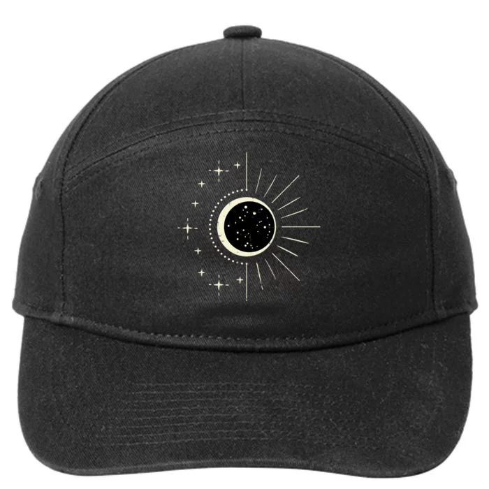 Total Solar Eclipse Moon Sun Stars April 8 2024 7-Panel Snapback Hat