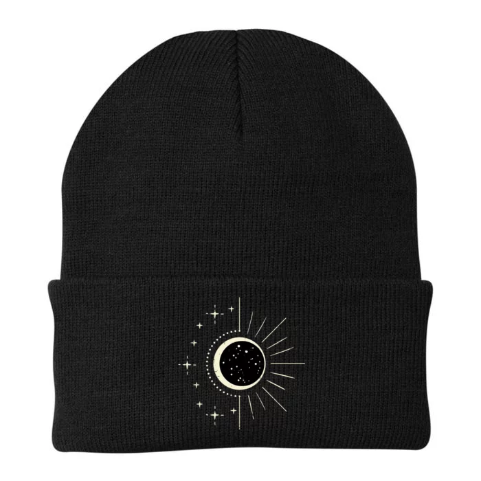 Total Solar Eclipse Moon Sun Stars April 8 2024 Knit Cap Winter Beanie