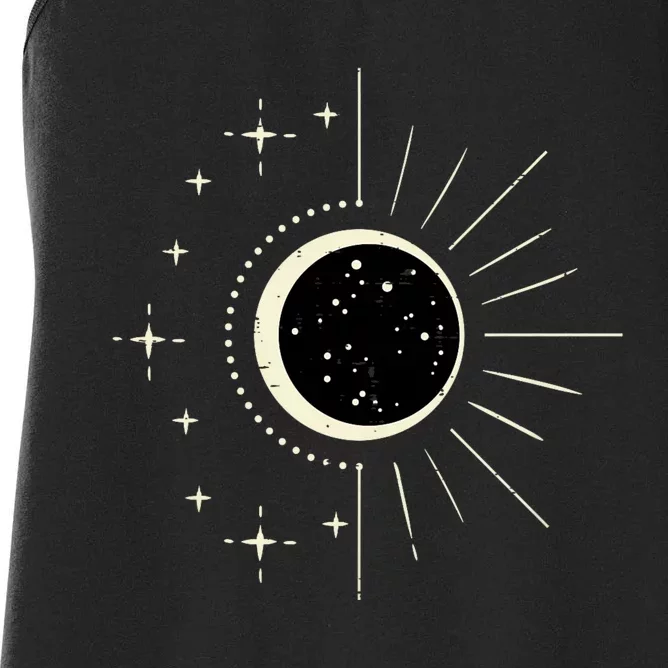 Total Solar Eclipse Moon Sun Stars April 8 2024 Women's Racerback Tank