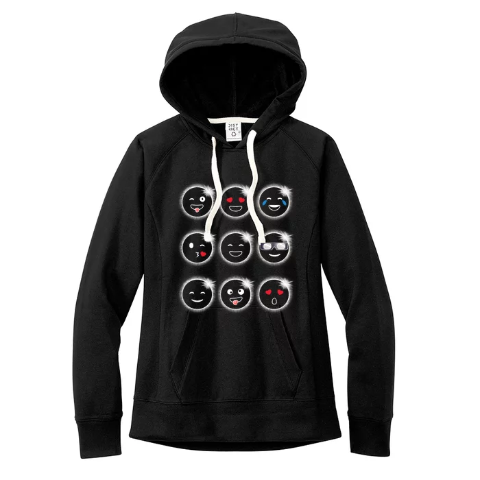 Total Solar Eclipse 04.08.2024 Silly Faces Funny Women's Fleece Hoodie