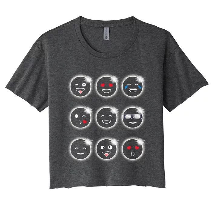 Total Solar Eclipse 04.08.2024 Silly Faces Funny Women's Crop Top Tee