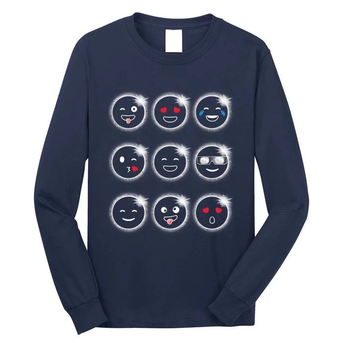 Total Solar Eclipse 04.08.2024 Silly Faces Funny Long Sleeve Shirt