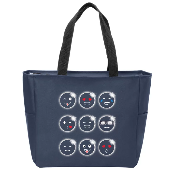 Total Solar Eclipse 04.08.2024 Silly Faces Funny Zip Tote Bag