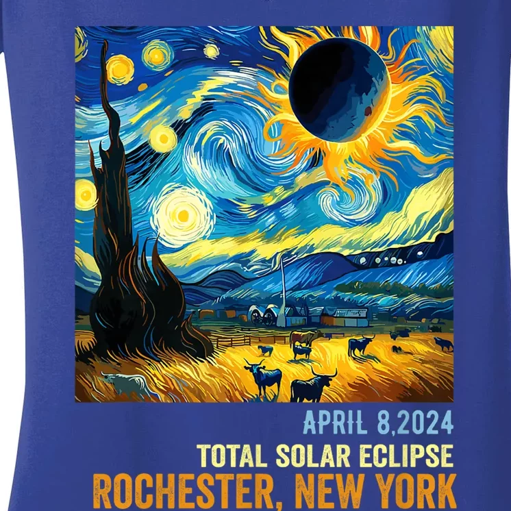 Total Solar Eclipse 04.08.2024 Rochester New York Women's V-Neck T-Shirt