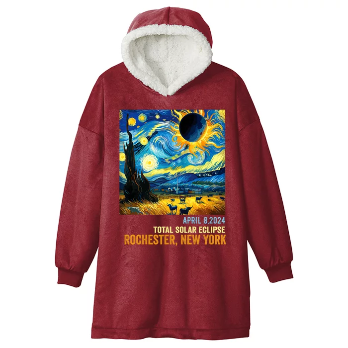 Total Solar Eclipse 04.08.2024 Rochester New York Hooded Wearable Blanket