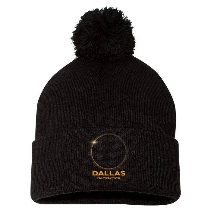 Total Solar Eclipse 2024 Dallas Texas Path Of Totality Pom Pom 12in Knit Beanie