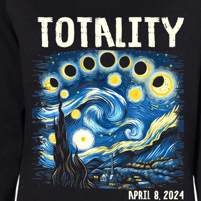 Total Solar Eclipse 2024 4.08.24 Starry Night Painting Womens California Wash Sweatshirt