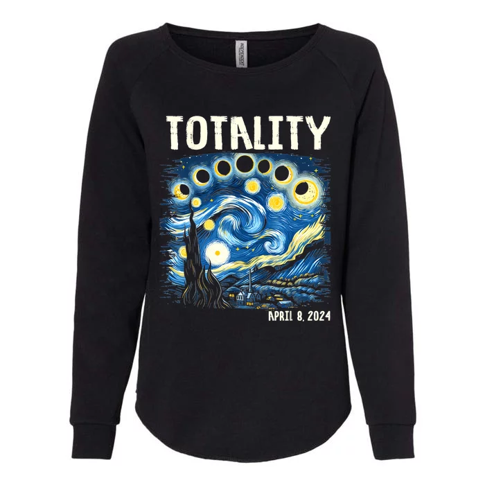 Total Solar Eclipse 2024 4.08.24 Starry Night Painting Womens California Wash Sweatshirt