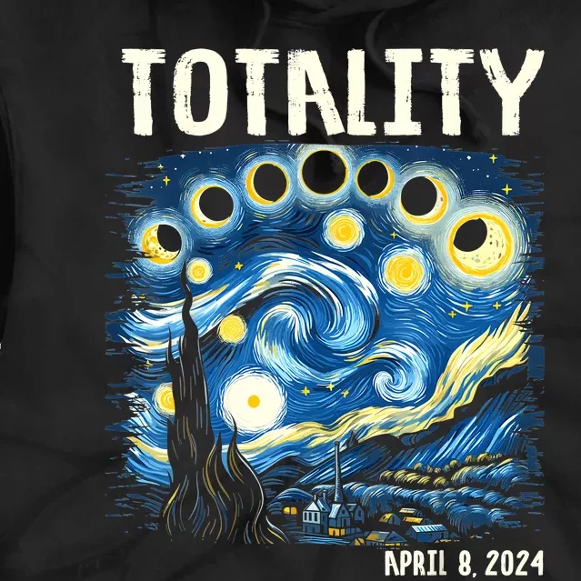 Total Solar Eclipse 2024 4.08.24 Starry Night Painting Tie Dye Hoodie