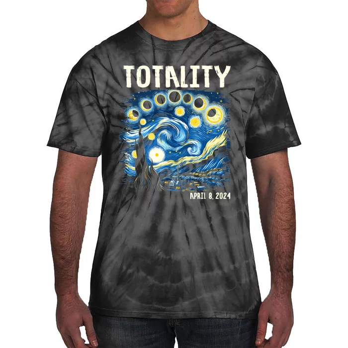 Total Solar Eclipse 2024 4.08.24 Starry Night Painting Tie-Dye T-Shirt