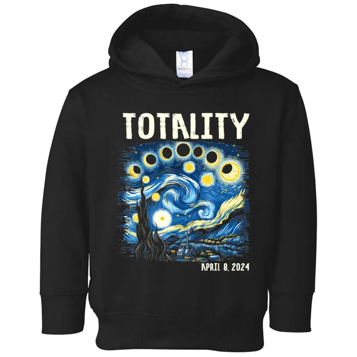 Total Solar Eclipse 2024 4.08.24 Starry Night Painting Toddler Hoodie