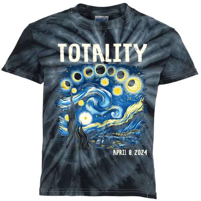 Total Solar Eclipse 2024 4.08.24 Starry Night Painting Kids Tie-Dye T-Shirt