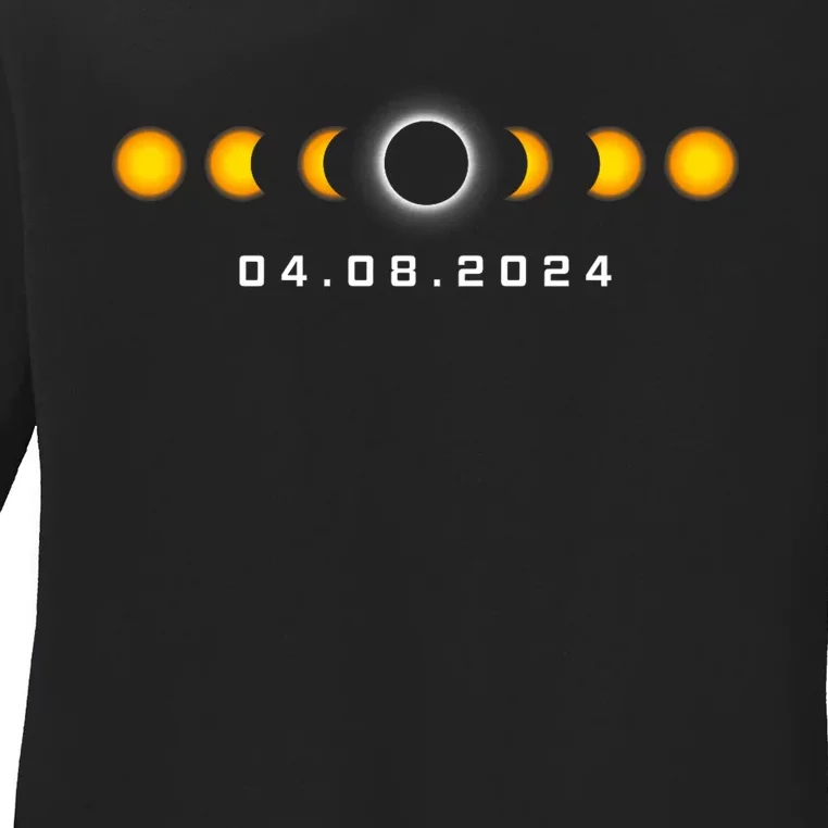 Total Solar Eclipse 04.08.2024 Rochester New York Ladies Long Sleeve Shirt