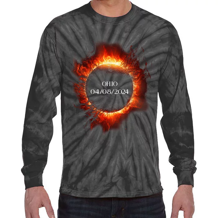 Total Solar Eclipse 2024 Ohio Tie-Dye Long Sleeve Shirt