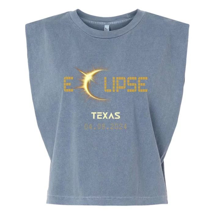 Total Solar Eclipse Texas Totality Usa April 8th 2024 Texas Garment-Dyed Women's Muscle Tee